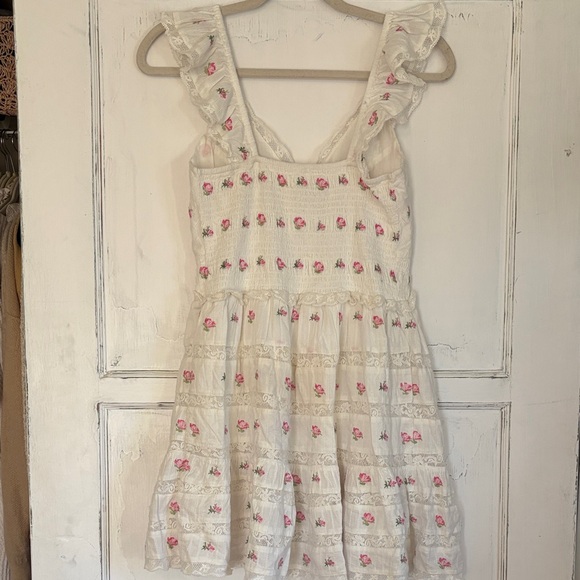 LoveShackFancy Finny Ivory Rose Lace Mini Dress Small - Picture 7 of 9